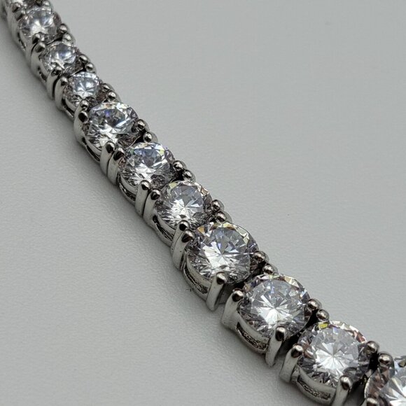 Stunning JCM Clear Cubic Zirconia Collar Necklace Silver Rhodium Plated 20" Adj. - Picture 2 of 7